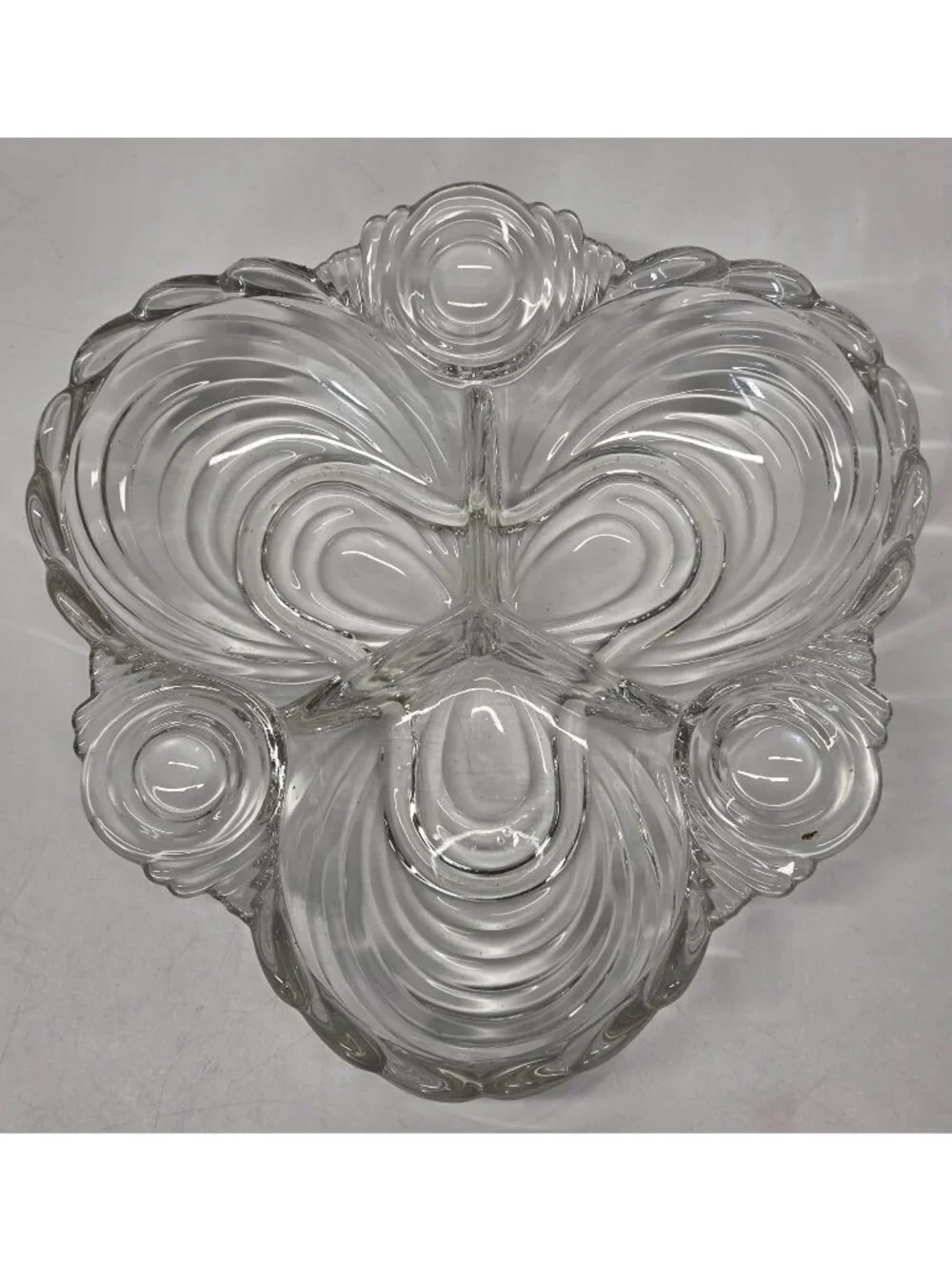 Cambridge Caprice Clear 3 Compartment Relish Dish Divided Server 7.5